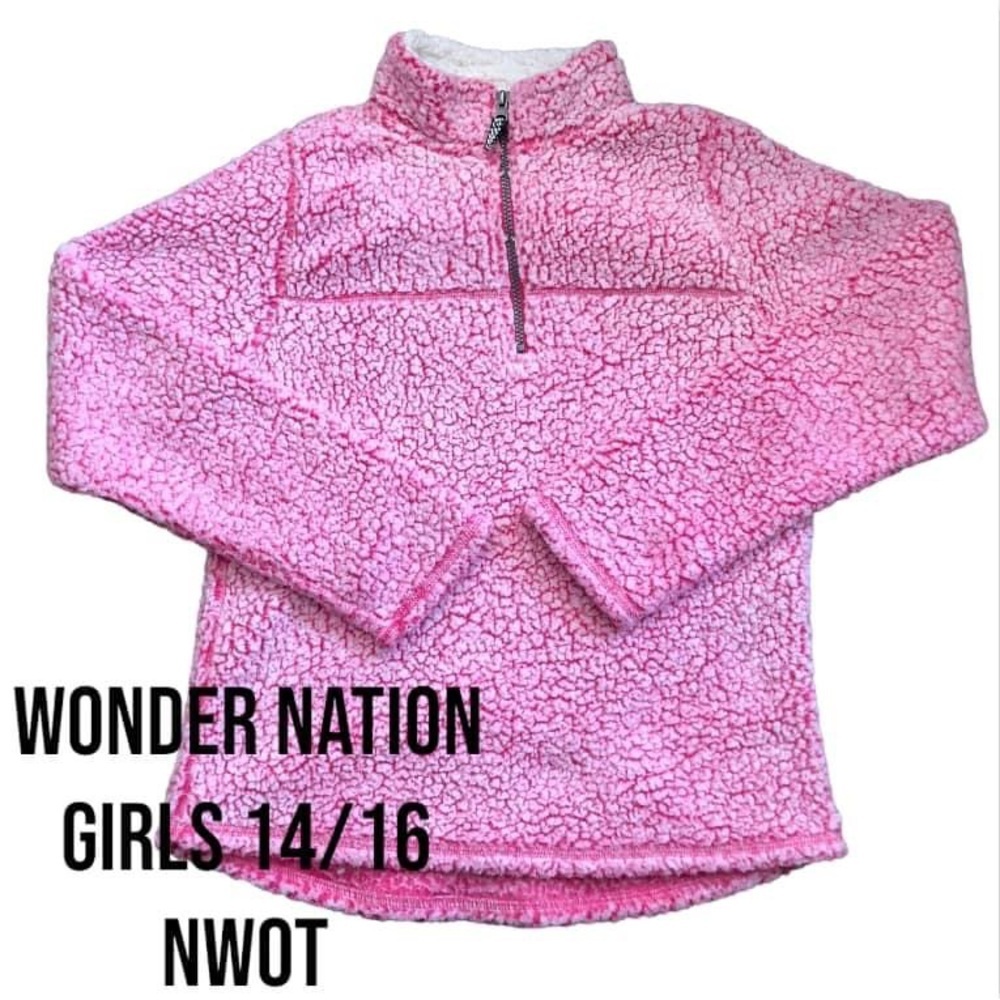 💙4/$28💙 Wonder Nation Pink Pullover Sherpa Girls 14/16